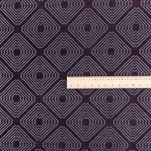 Azima Modern Sharp Geometric Pattern Purple Silver Shine Upholstery Fabric JO-318 - Roman Blinds