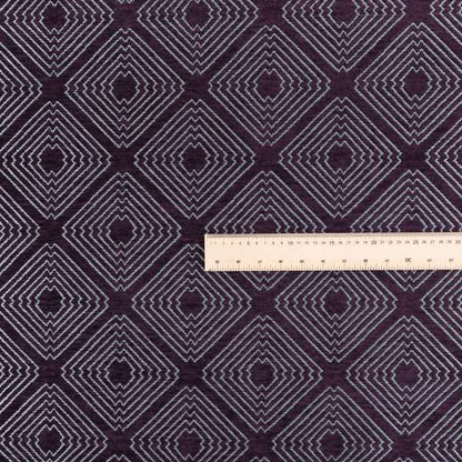 Azima Modern Sharp Geometric Pattern Purple Silver Shine Upholstery Fabric JO-318 - Made To Measure Curtains