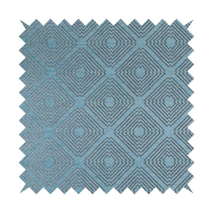 Azima Modern Sharp Geometric Pattern Light Blue Shine Upholstery Fabric JO-319 - Roman Blinds