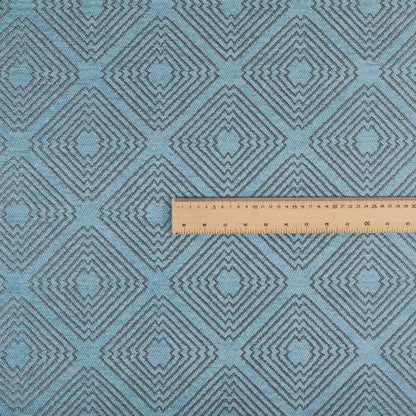 Azima Modern Sharp Geometric Pattern Light Blue Shine Upholstery Fabric JO-319 - Made To Measure Curtains