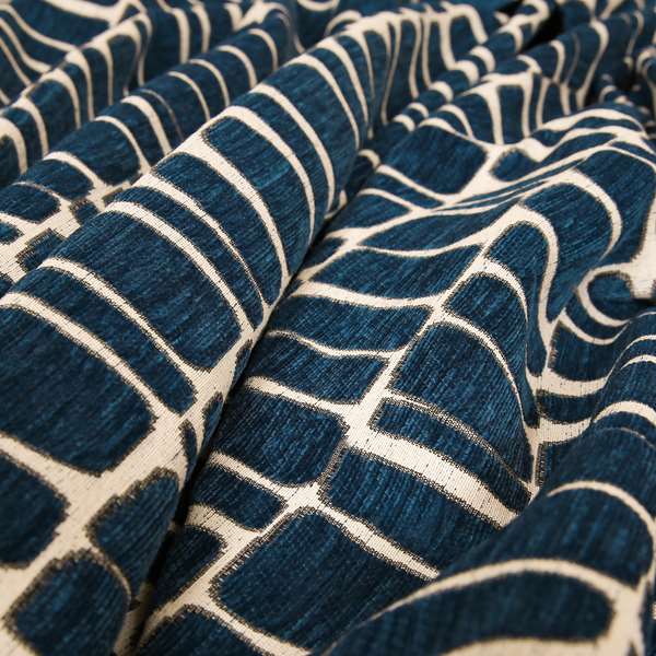 Blue Cream Stones Pattern In Soft Chenille Upholstery Fabric JO-32 - Handmade Cushions