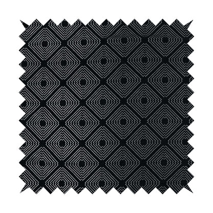 Azima Modern Sharp Geometric Pattern Black Silver Shine Upholstery Fabric JO-321 - Roman Blinds