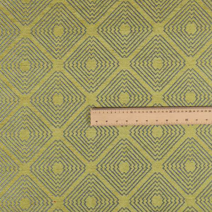 Azima Modern Sharp Geometric Pattern Green Silver Shine Upholstery Fabric JO-323 - Made To Measure Curtains