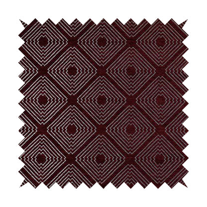 Azima Modern Sharp Geometric Pattern Burgundy Silver Shine Upholstery Fabric JO-324 - Made To Measure Curtains