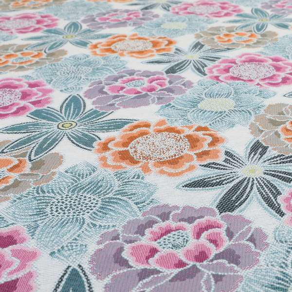 Bloomin Lovely Floral Pattern Collection Blue Woven Quality Upholstery Fabric JO-325 - Roman Blinds