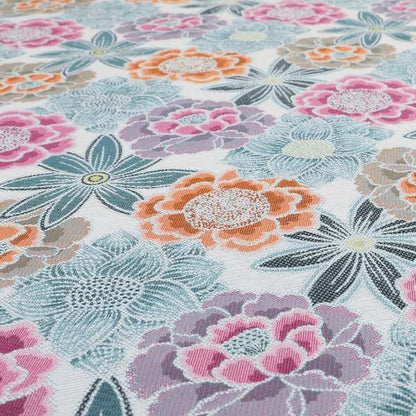 Bloomin Lovely Floral Pattern Collection Blue Woven Quality Upholstery Fabric JO-325