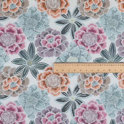 Bloomin Lovely Floral Pattern Collection Blue Woven Quality Upholstery Fabric JO-325 - Roman Blinds