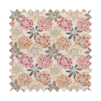 Bloomin Lovely Floral Pattern Collection Orange Woven Quality Upholstery Fabric JO-326 - Roman Blinds