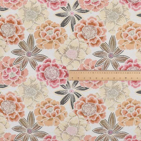 Bloomin Lovely Floral Pattern Collection Orange Woven Quality Upholstery Fabric JO-326 - Roman Blinds