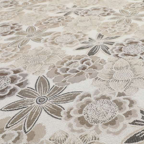 Bloomin Lovely Floral Pattern Collection Brown Woven Quality Upholstery Fabric JO-327 - Made To Measure Curtains