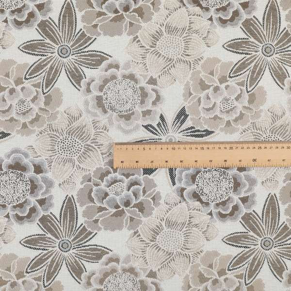 Bloomin Lovely Floral Pattern Collection Brown Woven Quality Upholstery Fabric JO-327 - Made To Measure Curtains