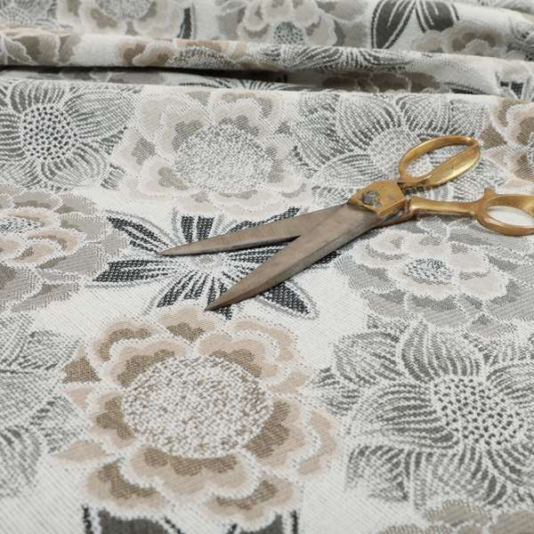 Bloomin Lovely Floral Pattern Collection Grey Woven Quality Upholstery Fabric JO-328 - Roman Blinds