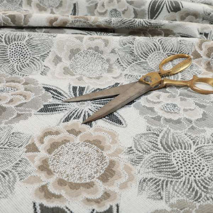 Bloomin Lovely Floral Pattern Collection Grey Woven Quality Upholstery Fabric JO-328 - Made To Measure Curtains