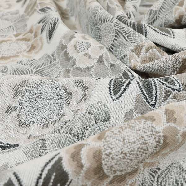 Bloomin Lovely Floral Pattern Collection Grey Woven Quality Upholstery Fabric JO-328 - Roman Blinds