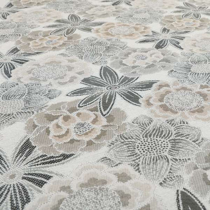 Bloomin Lovely Floral Pattern Collection Grey Woven Quality Upholstery Fabric JO-328