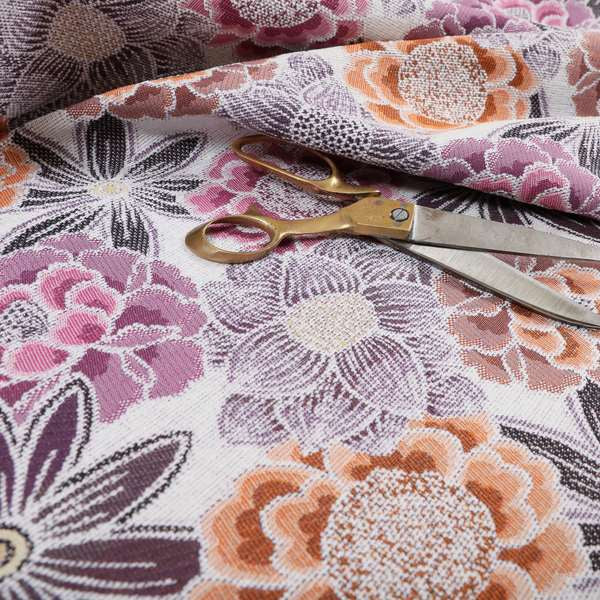 Bloomin Lovely Floral Pattern Collection Purple Woven Quality Upholstery Fabric JO-329 - Roman Blinds