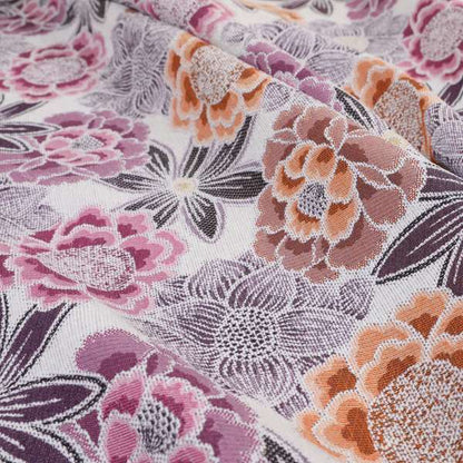 Bloomin Lovely Floral Pattern Collection Purple Woven Quality Upholstery Fabric JO-329 - Roman Blinds