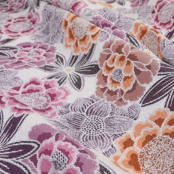 Bloomin Lovely Floral Pattern Collection Purple Woven Quality Upholstery Fabric JO-329