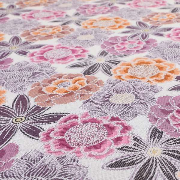 Bloomin Lovely Floral Pattern Collection Purple Woven Quality Upholstery Fabric JO-329 - Roman Blinds