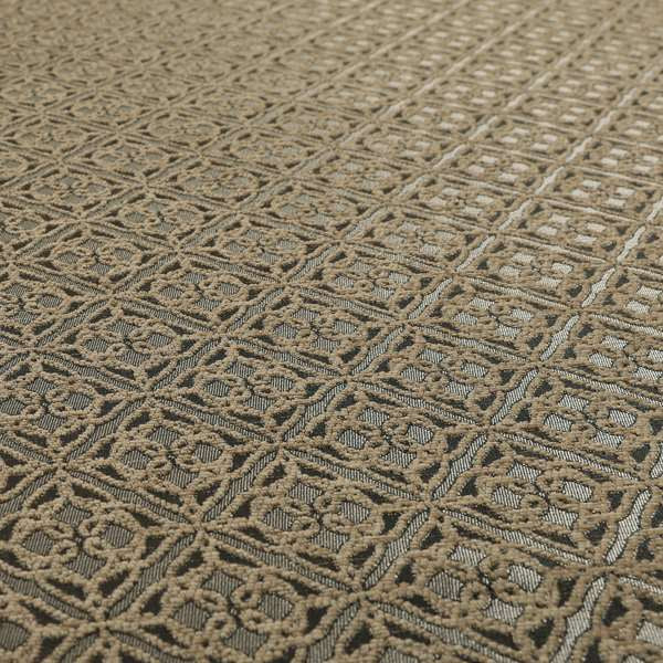 Azima Small Medallion Geometric Pattern Grey Silver Shine Upholstery Fabric JO-331 - Handmade Cushions