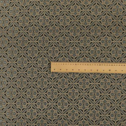 Azima Small Medallion Geometric Pattern Grey Silver Shine Upholstery Fabric JO-331 - Roman Blinds