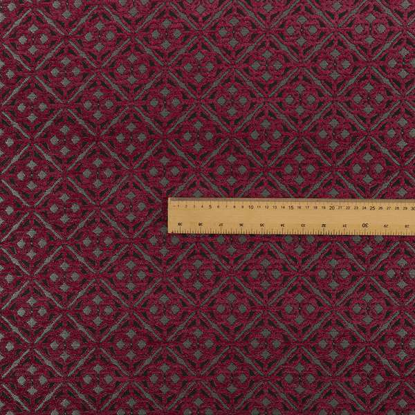 Azima Small Medallion Geometric Pattern Pink Silver Shine Upholstery Fabric JO-332 - Roman Blinds