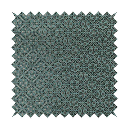 Azima Small Medallion Geometric Pattern Light Blue Silver Shine Upholstery Fabric JO-333 - Made To Measure Curtains