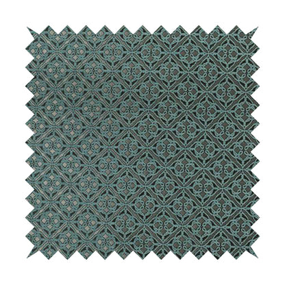 Azima Small Medallion Geometric Pattern Light Blue Silver Shine Upholstery Fabric JO-333 - Handmade Cushions