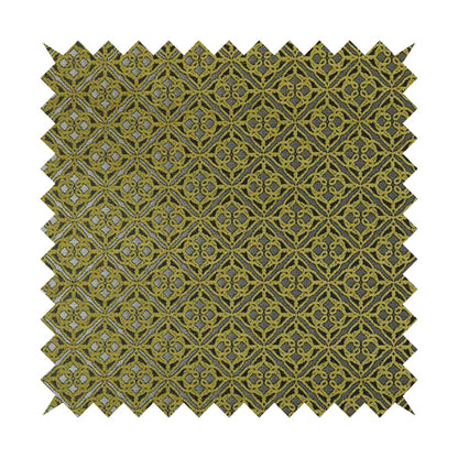 Azima Small Medallion Geometric Pattern Green Silver Shine Upholstery Fabric JO-335 - Handmade Cushions