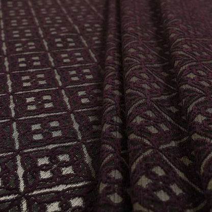 Azima Small Medallion Geometric Pattern Purple Silver Shine Upholstery Fabric JO-339 - Roman Blinds