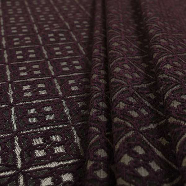 Azima Small Medallion Geometric Pattern Purple Silver Shine Upholstery Fabric JO-339