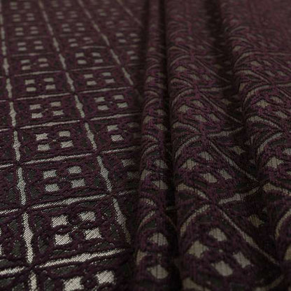 Azima Small Medallion Geometric Pattern Purple Silver Shine Upholstery Fabric JO-339