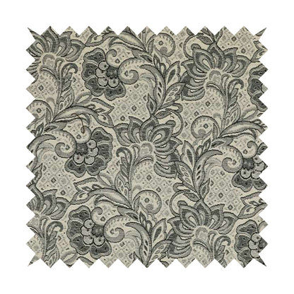 Otega Jacquard Quality Soft Floral Pattern Grey Colour Designer Fabric JO-343 - Roman Blinds