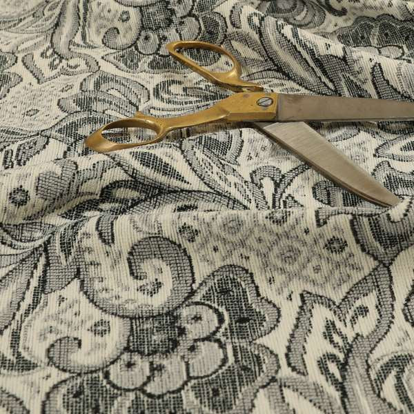 Otega Jacquard Quality Soft Floral Pattern Grey Colour Designer Fabric JO-343 - Made To Measure Curtains