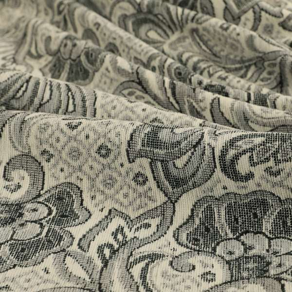 Otega Jacquard Quality Soft Floral Pattern Grey Colour Designer Fabric JO-343 - Made To Measure Curtains