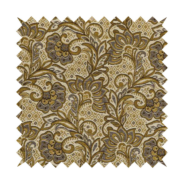 Otega Jacquard Quality Soft Floral Pattern Yellow Colour Designer Fabric JO-344 - Roman Blinds