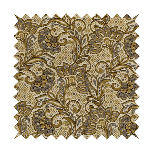 Otega Jacquard Quality Soft Floral Pattern Yellow Colour Designer Fabric JO-344