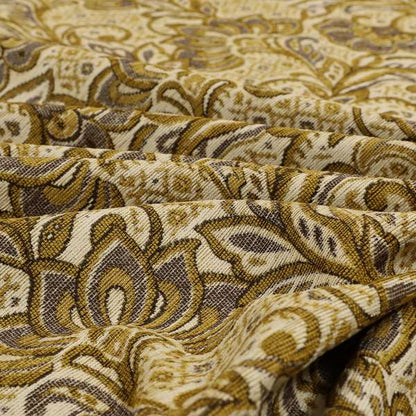 Otega Jacquard Quality Soft Floral Pattern Yellow Colour Designer Fabric JO-344 - Made To Measure Curtains