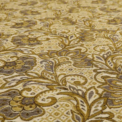 Otega Jacquard Quality Soft Floral Pattern Yellow Colour Designer Fabric JO-344 - Made To Measure Curtains