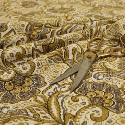 Otega Jacquard Quality Soft Floral Pattern Yellow Colour Designer Fabric JO-344 - Made To Measure Curtains