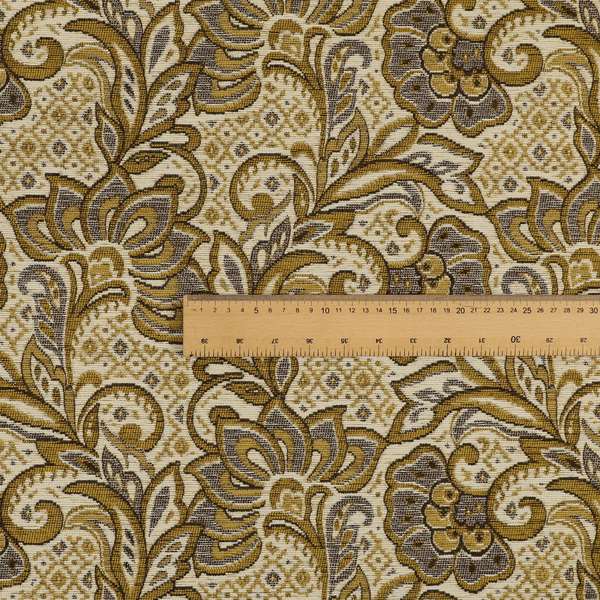 Otega Jacquard Quality Soft Floral Pattern Yellow Colour Designer Fabric JO-344 - Roman Blinds