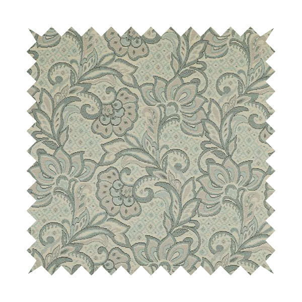 Otega Jacquard Quality Soft Floral Pattern Light Blue Colour Designer Fabric JO-345 - Roman Blinds