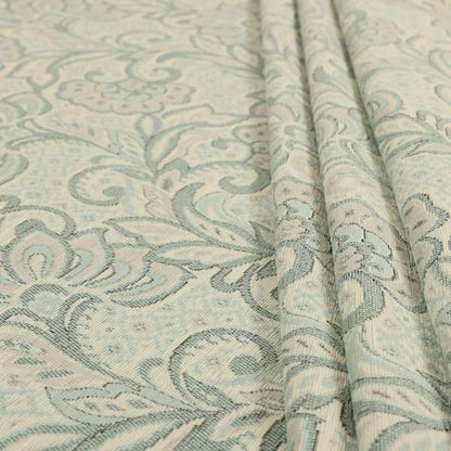 Otega Jacquard Quality Soft Floral Pattern Light Blue Colour Designer Fabric JO-345 - Roman Blinds