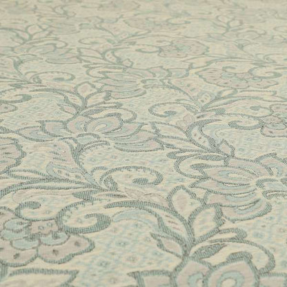 Otega Jacquard Quality Soft Floral Pattern Light Blue Colour Designer Fabric JO-345 - Made To Measure Curtains