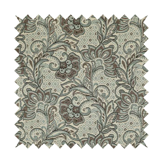 Otega Jacquard Quality Soft Floral Pattern Brown Colour Designer Fabric JO-346