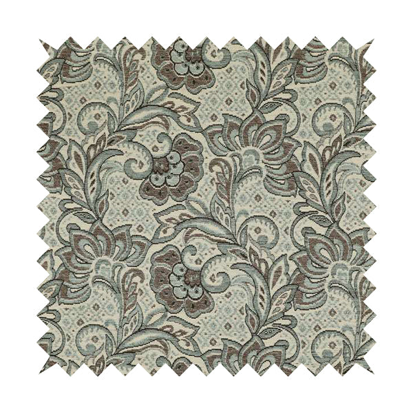 Otega Jacquard Quality Soft Floral Pattern Brown Colour Designer Fabric JO-346 - Made To Measure Curtains