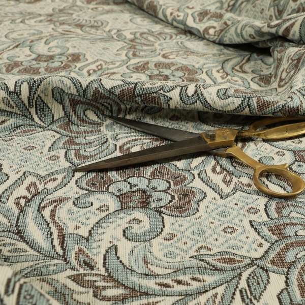 Otega Jacquard Quality Soft Floral Pattern Brown Colour Designer Fabric JO-346 - Made To Measure Curtains