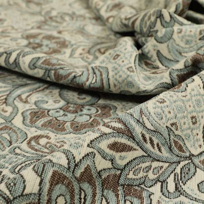 Otega Jacquard Quality Soft Floral Pattern Brown Colour Designer Fabric JO-346 - Roman Blinds