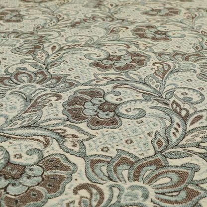 Otega Jacquard Quality Soft Floral Pattern Brown Colour Designer Fabric JO-346