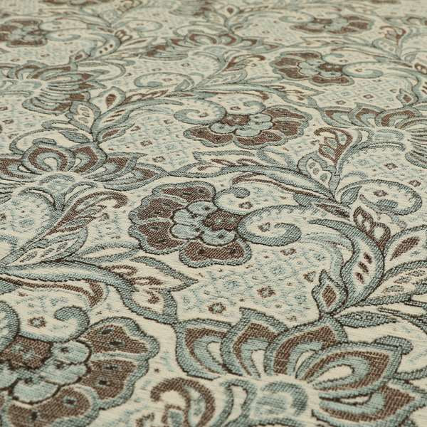 Otega Jacquard Quality Soft Floral Pattern Brown Colour Designer Fabric JO-346 - Made To Measure Curtains